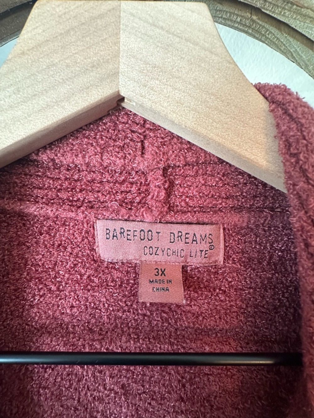 Barefoot Dreams CozyChic Lite Cardigan Burgundy 3X - Picture 3 of 7